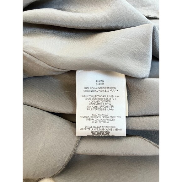 BCBG Max Azria Y2K 100% Silk Dove Embellished Blouse Size S Batwing Sleeve Gray - Picture 10 of 10